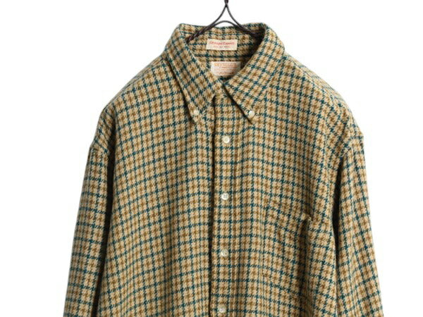 60s 70s ★ ガンクラブ チェック ウール ボタンダウン シャツ メンズ L ヴィンテージ フランネル ネルシャツ BD ポケット付き マルチカラー
