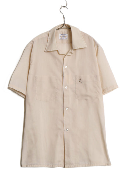 70s USA製 ★ アロー オープンカラー シャツ メンズ M 古着 ヴィンテージ ループ留め 開襟 ボックス ポケット付き 半袖シャツノーアイロン