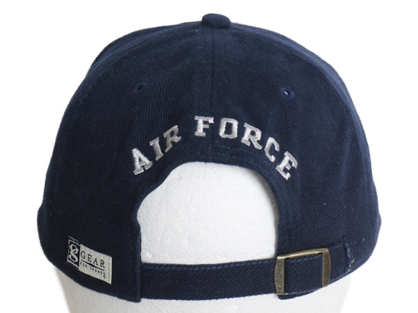 デッドストック USAF 刺繍 ベースボール キャップ フリーサイズ /  帽子 ミリタリー フェルト ワッペン トラッカー ワンポイント ネイビー