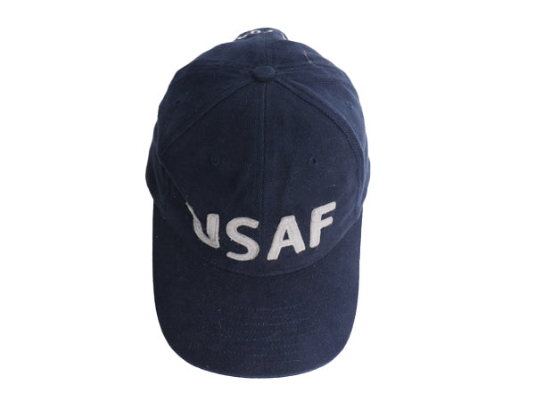 デッドストック USAF 刺繍 ベースボール キャップ フリーサイズ /  帽子 ミリタリー フェルト ワッペン トラッカー ワンポイント ネイビー