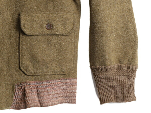 30s ★ A-1 フライト タイプ ウール ジャケット メンズ L 古着 30年代 ヴィンテージ ショールカラー ミリタリー USAAF CCC A1 カーキ 無地