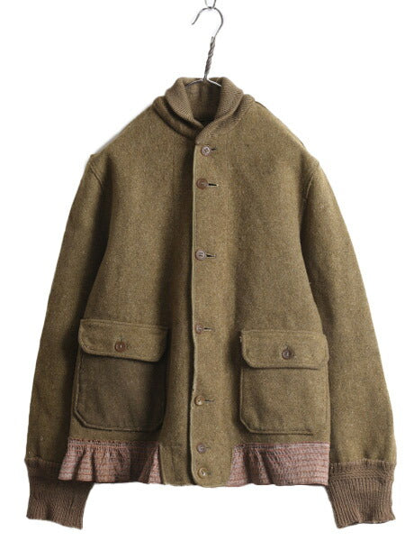 30s ★ A-1 フライト タイプ ウール ジャケット メンズ L 古着 30年代 ヴィンテージ ショールカラー ミリタリー USAAF CCC A1 カーキ 無地