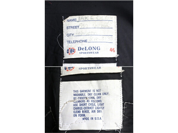 70s USA製 ★ DELONG 袖レザー ウール スタジャン メンズ XL 程 ヴィンテージ アワード ジャケット カレッジ サガラ ワッペン付き ツートン
