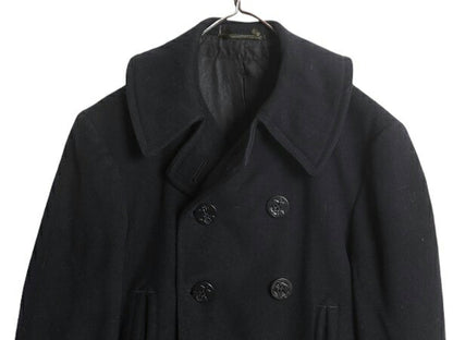 40s ★ 米軍実物 USN ネイビー 10ボタン Pコート メンズ M / 古着 ヴィンテージ ミリタリー NAVY 海軍 メルトン ウール ピーコート 無地 紺