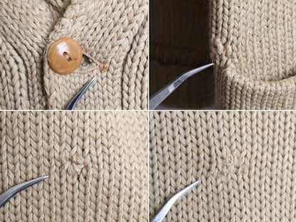 30~40's DURABLE KNITTED OUTERWEAR ショールカラー レタード カーディガン (XS~S程)