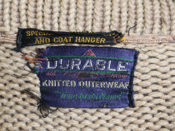 30~40's DURABLE KNITTED OUTERWEAR ショールカラー レタード カーディガン (XS~S程)