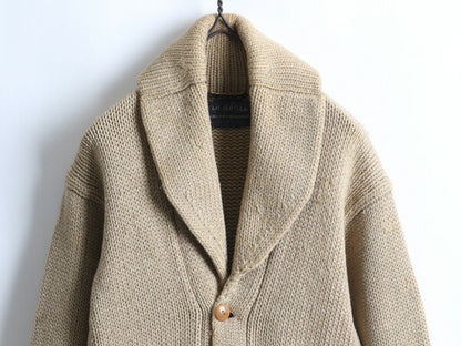 30~40's DURABLE KNITTED OUTERWEAR ショールカラー レタード カーディガン (XS~S程)