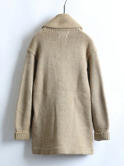 30~40's DURABLE KNITTED OUTERWEAR ショールカラー レタード カーディガン (XS~S程)