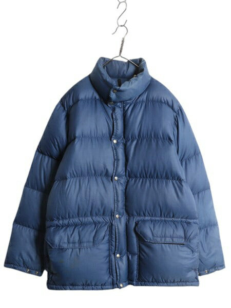 70s 茶タグ ★ ノースフェイス ナイロン ダウン ジャケット メンズ XL ヴィンテージ USA製 The North Face アウトドア ハイネック ブルゾン