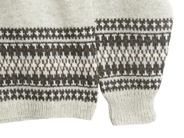 60s 70s ノルウェー製 ★ HUSFLIDEN ノルディック ハンドニット セーター メンズ L 程/ 古着 ヴィンテージ 手編み ウール 総柄 バーズアイ