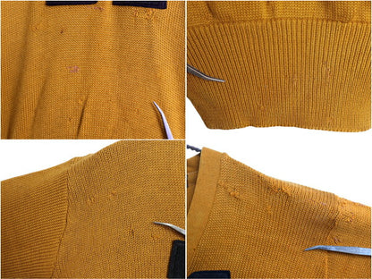 40s USA製 ★ ウィルソン レタード ニット セーター メンズ S / 古着 ヴィンテージ Vネック アワード サガラ ワッペン付き ウール ゴールド