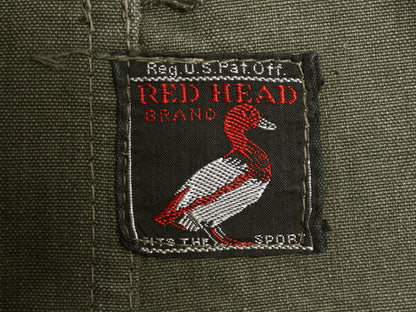 30s 40s ★ RED HEAD ハンティング ベスト メンズ M 程 古着 ヴィンテージ コットン ダック シューティング 前開き 重ね着 アウトドア 緑