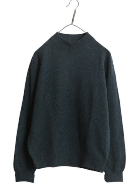 60s 70s イギリス製 ★ モックネック ラム ウール ニット セーター メンズ M / ヴィンテージ ハイネック サドルショルダー ハイゲージ 薄手