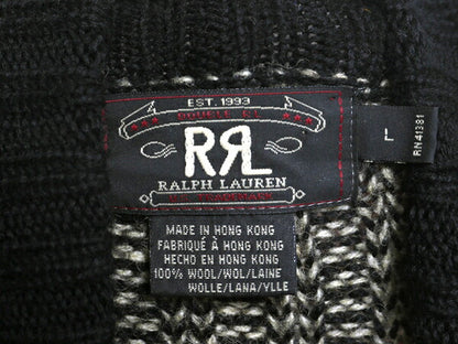 90s ★ 初期タグ RRL ラルフローレン タートルネック ウール ニット セーター メンズ L / 古着 オールド 三ツ星 ポロ リブ編み モノトーン