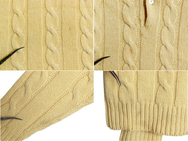 70s 80s ★ Abercrombie&Fitch ウール ニット セーター メンズ XL 古着 ヴィンテージ 黒タグ ケーブル 襟付き ポロシャツ フィッシャーマン