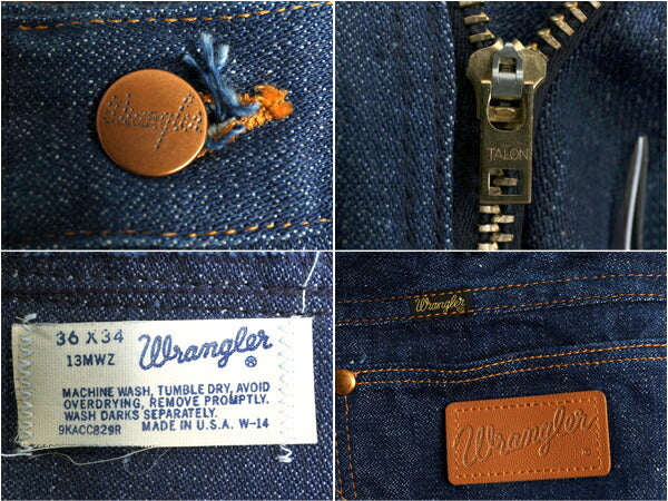ほぼ デッドストック 濃紺 70s USA製 ★ ラングラー 13MWZ インディゴ デニム パンツ 36 34 / 70年代 Wragler BLUE BELL ジーパン ジーンズ