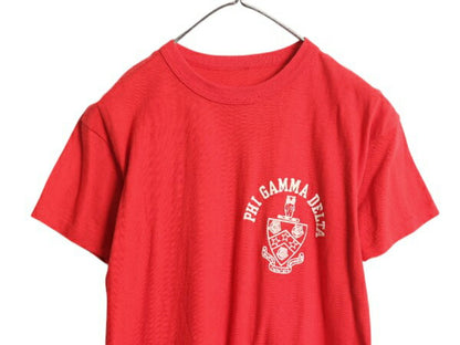 デッドストック 60s 70s ★ フラタニティ フロッキー プリント 半袖 Tシャツ メンズ L / 新品 ヴィンテージ カレッジ シングルステッチ 赤