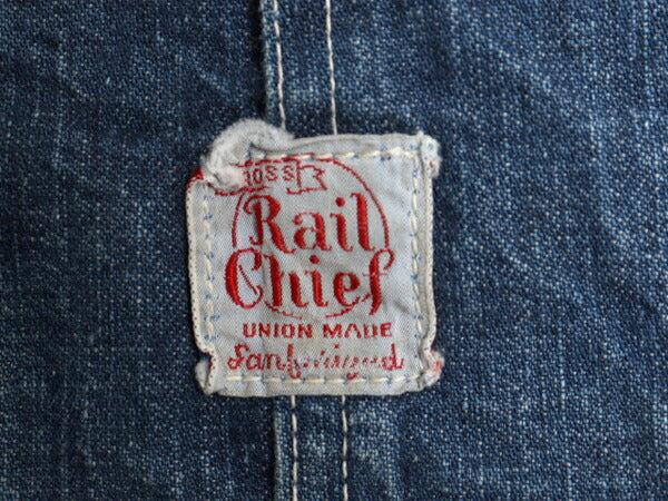 50s USA製 ★ Rail Chief インディゴ デニム オーバーオール 実寸 W44 / 古着 ヴィンテージ ワーク ツナギ ペインター ストレート ジーンズ