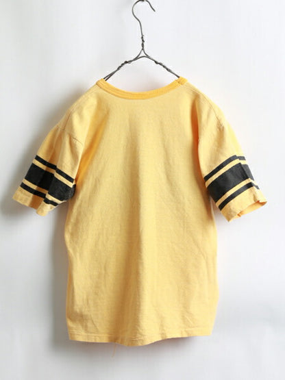 60s 70s ★ Stockton State ストックンステイト ラバー プリント 半袖 フットボール Tシャツ ( メンズ 男性 XS程 ) 60年代 70年代 古着