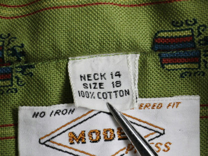 デッドストック 60's MODEL PRESS モデルプレス エンブレム 総柄 半袖 ボタンダウン シャツ (S程)