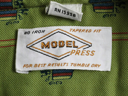 デッドストック 60's MODEL PRESS モデルプレス エンブレム 総柄 半袖 ボタンダウン シャツ (S程)