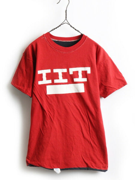 70's Collegiate Pacific カレッジ プリント 半袖 リバーシブル Tシャツ (M)