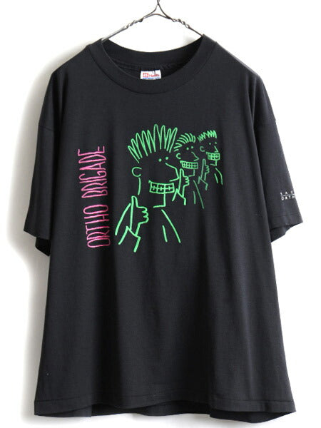 90s 企業 キャラクター プリント 半袖 Tシャツ (XL)