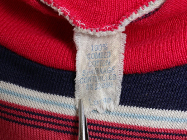 70's MORTYN TOGS INC マルチ ボーダー 柄 半袖 コットン Tシャツ (L)