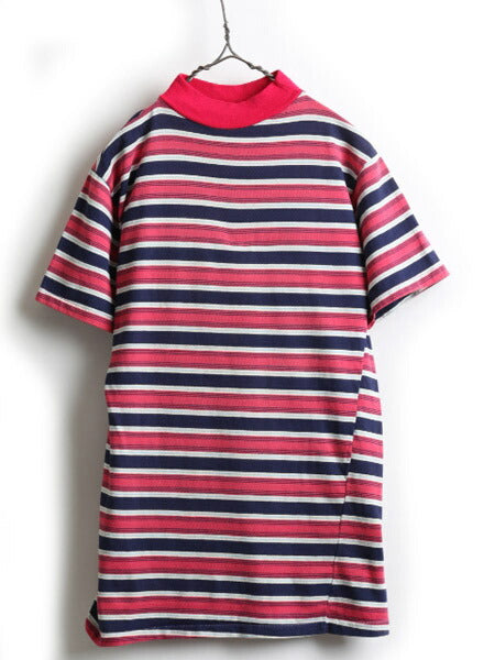 70's MORTYN TOGS INC マルチ ボーダー 柄 半袖 コットン Tシャツ (L)
