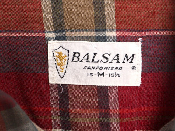 60s ★ BALSAM チェック 長袖 シャツ メンズ M 古着 60年代 ヴィンテージ 長袖シャツ ボックスシルエット ポケット付き 薄手 マルチカラー