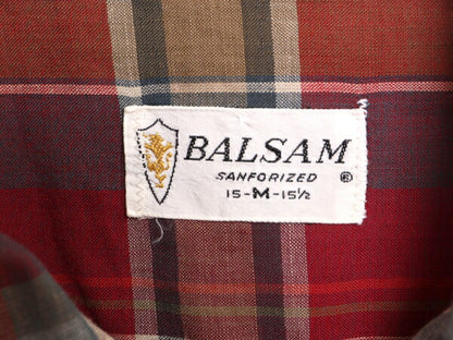 60s ★ BALSAM チェック 長袖 シャツ メンズ M 古着 60年代 ヴィンテージ 長袖シャツ ボックスシルエット ポケット付き 薄手 マルチカラー