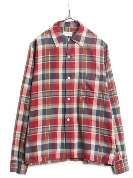 60s ★ BALSAM チェック 長袖 シャツ メンズ M 古着 60年代 ヴィンテージ 長袖シャツ ボックスシルエット ポケット付き 薄手 マルチカラー