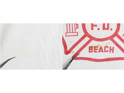 50's Fire Department 両面 染み込み プリント 半袖 Tシャツ (S程)