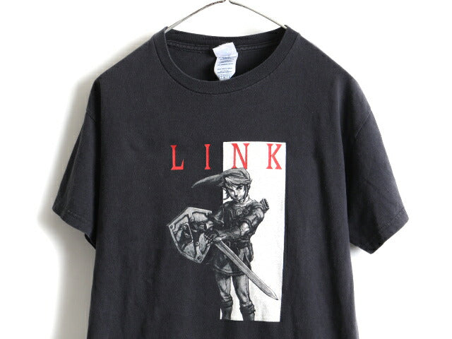 00s 任天堂 ゼルダの伝説 リンク パロディ プリント 半袖 Tシャツ (M)