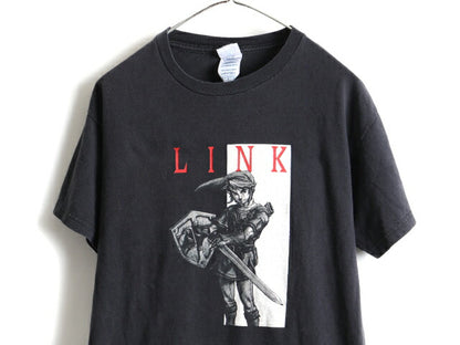 00s 任天堂 ゼルダの伝説 リンク パロディ プリント 半袖 Tシャツ (M)
