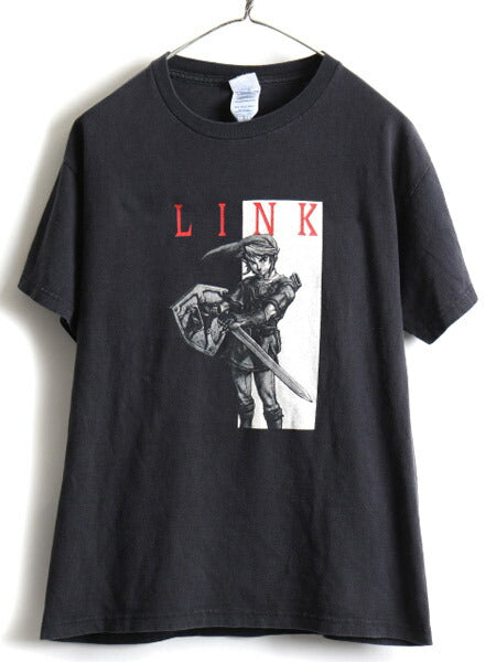 00s 任天堂 ゼルダの伝説 リンク パロディ プリント 半袖 Tシャツ (M)