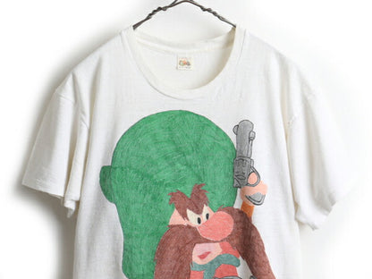 70's Fruit of the Loom ヨセミテ・サム ハンドプリント 半袖 Tシャツ (XL)
