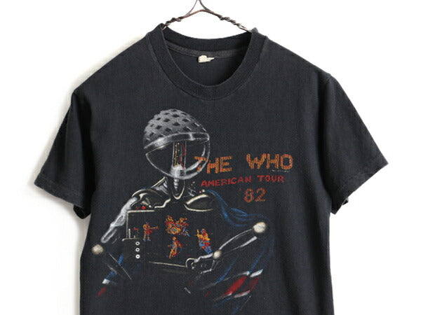 80s USA製 ビンテージ ★ The Who AMERICAN TOUR 82 両面 プリント 半袖 Tシャツ ( メンズ M ) 古着 80年代 ザ フー バンド ロック ツアーT