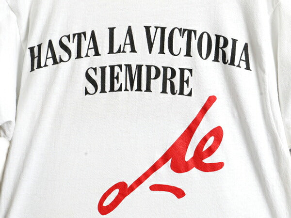 80s ビンテージ ★ チェ ゲバラ 両面 大判 プリント 半袖 Tシャツ ( メンズ XL ) 古着 チェゲバラ シングルステッチ アート フォト 偉人 白