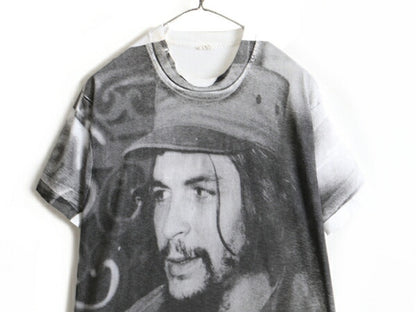 80s ビンテージ ★ チェ ゲバラ 両面 大判 プリント 半袖 Tシャツ ( メンズ XL ) 古着 チェゲバラ シングルステッチ アート フォト 偉人 白