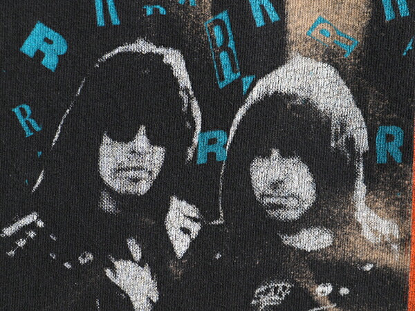 90s カットオフ ★ RAMONES 両面 プリント 半袖 Tシャツ ( メンズ XL 程) 古着 90年代 ラモーンズ バンド ロック パンク タイダイ オールド