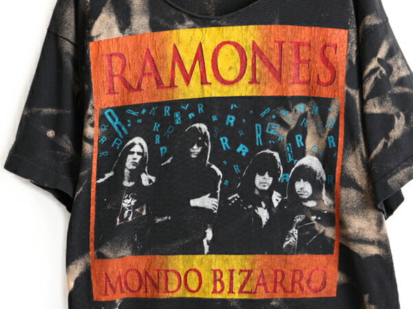 90s カットオフ ★ RAMONES 両面 プリント 半袖 Tシャツ ( メンズ XL 程) 古着 90年代 ラモーンズ バンド ロック パンク タイダイ オールド