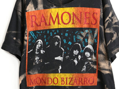 90s カットオフ ★ RAMONES 両面 プリント 半袖 Tシャツ ( メンズ XL 程) 古着 90年代 ラモーンズ バンド ロック パンク タイダイ オールド