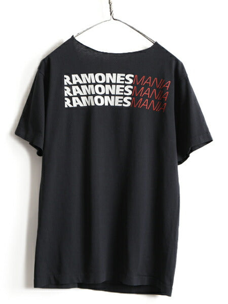 80s ビンテージ カットオフ ★ RAMONES 両面 プリント 半袖 Tシャツ ( メンズ M 程) 古着 80年代 ラモーンズ バンド ロック パンク 黒 黒T