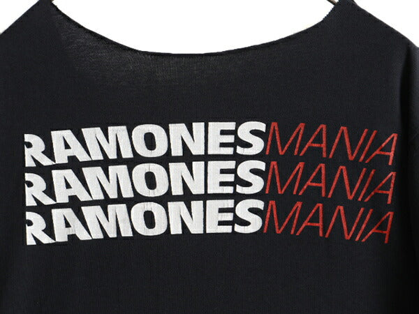 80s ビンテージ カットオフ ★ RAMONES 両面 プリント 半袖 Tシャツ ( メンズ M 程) 古着 80年代 ラモーンズ バンド ロック パンク 黒 黒T