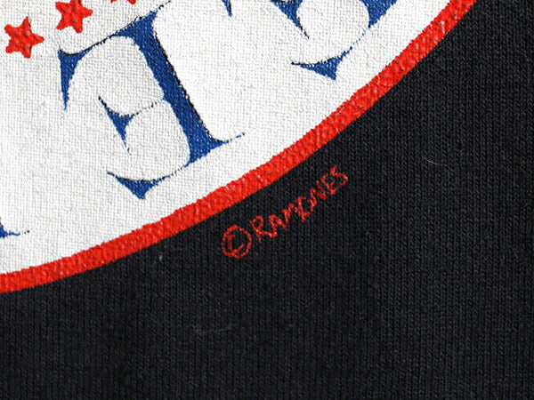 80s ビンテージ カットオフ ★ RAMONES 両面 プリント 半袖 Tシャツ ( メンズ M 程) 古着 80年代 ラモーンズ バンド ロック パンク 黒 黒T