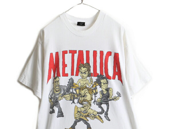 90s USA製 ★ メタリカ 両面 プリント 半袖 Tシャツ ( メンズ XL ) 古着 90年代 METALLICA オフィシャル バンド ロック キャラクター 白