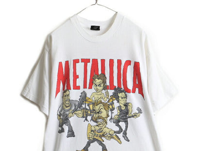 90s USA製 ★ メタリカ 両面 プリント 半袖 Tシャツ ( メンズ XL ) 古着 90年代 METALLICA オフィシャル バンド ロック キャラクター 白