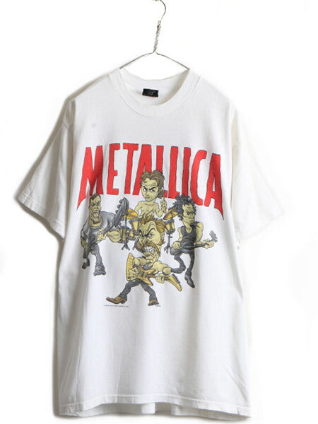 90s USA製 ★ メタリカ 両面 プリント 半袖 Tシャツ ( メンズ XL ) 古着 90年代 METALLICA オフィシャル バンド ロック キャラクター 白