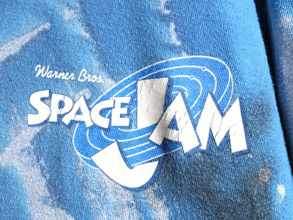90s ★ SPACE JAM タイダイ タズマニアンデビル プリント 半袖 Tシャツ ( メンズ XL ) 古着 ルーニー テューンズ 映画 ムービー キャラ 青